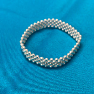 Five Row Multi Beads Elastic Silver Bracelet