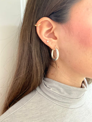 Medium Round  Hoop Silver Earrings
