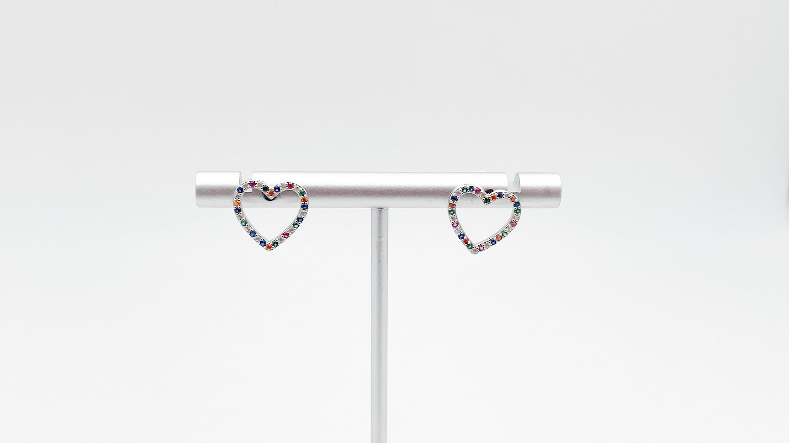 Multicolor Heart Silver Earrings