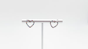 Multicolor Heart Silver Earrings