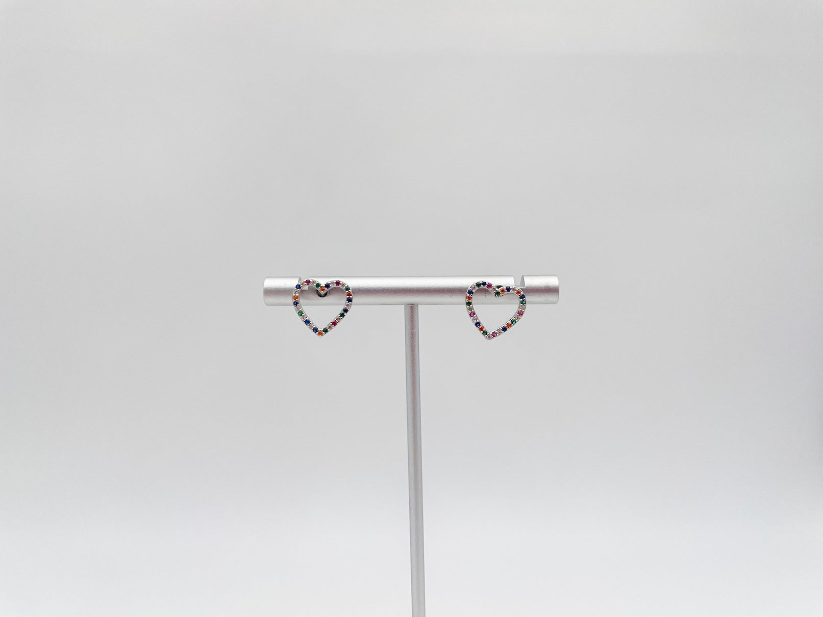 Multicolor Heart Silver Earrings