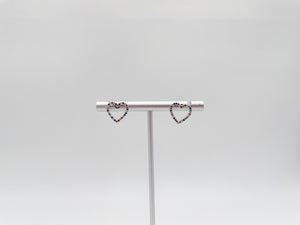 Multicolor Heart Silver Earrings