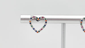 Multicolor Heart Silver Earrings