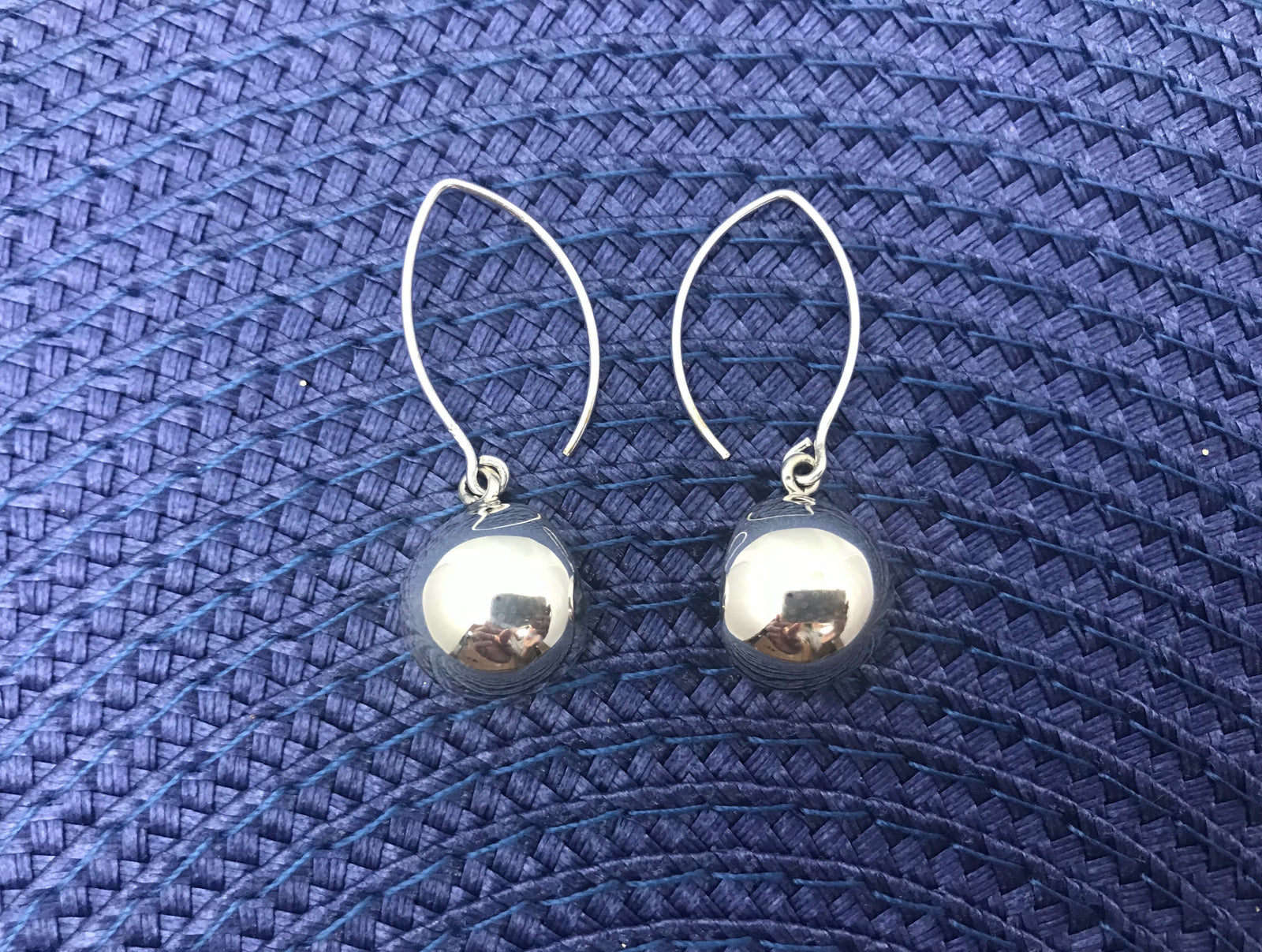 Half Ball French Wire Hook Silver Earrings