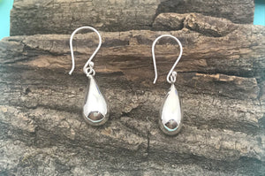 Solid Drop Hook Silver Earrings