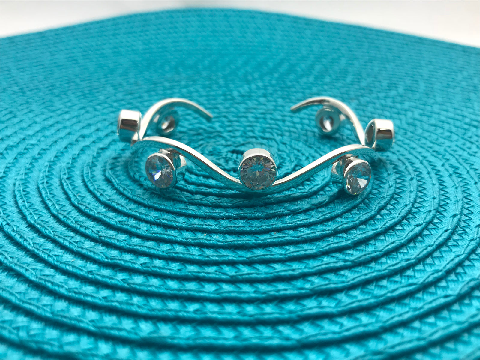 Wavy Zirconia Cuff Bracelet