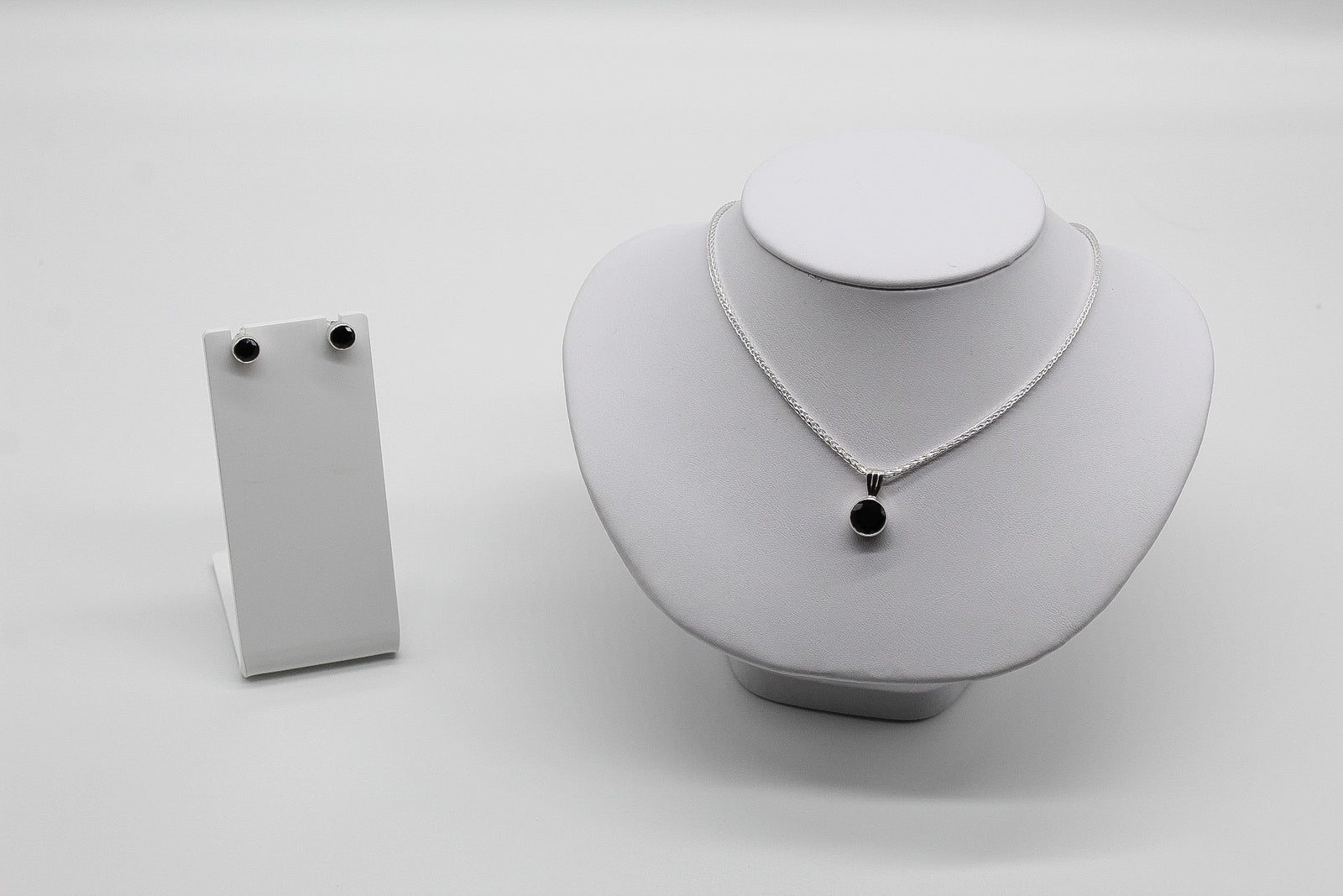 Round Zirconia Necklace and Earrings Sterling Silver Set