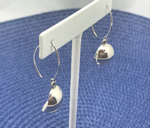 Half Ball French Wire Hook Silver Earrings