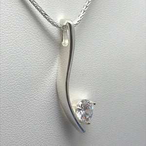 Modern Zirconia and Silver Pendant and Earrings Set