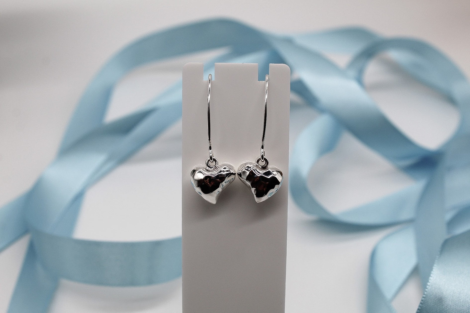 Hammered Hearts French Wire Hook Earrings