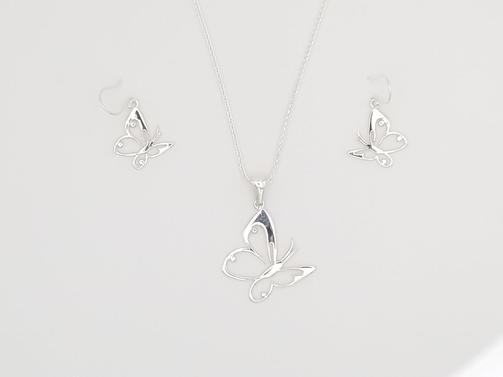 Butterfly Earrings and Pendant Set