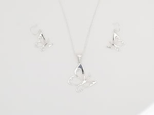 Butterfly Earrings and Pendant Set