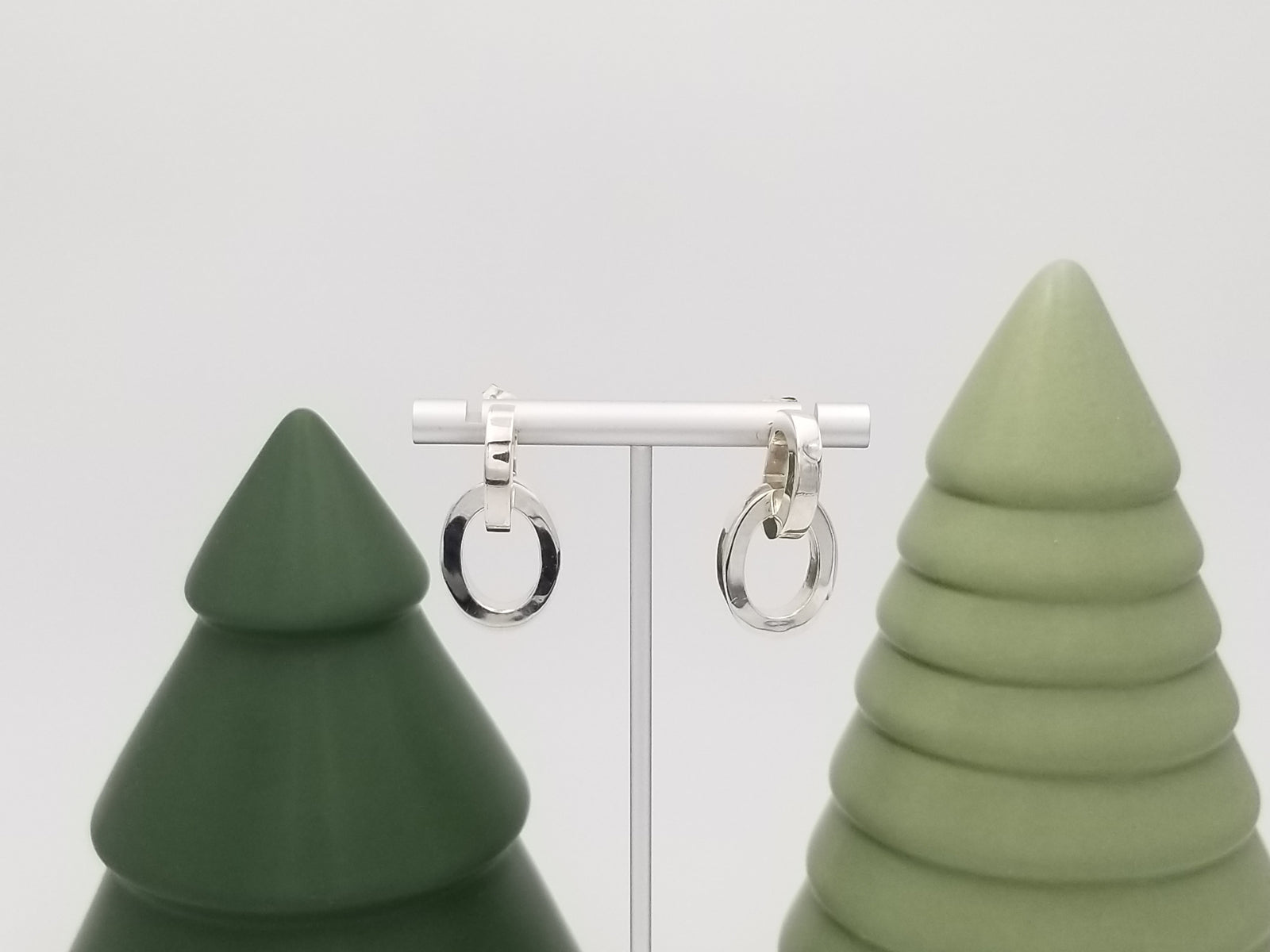 Double Ovals Silver Earrings