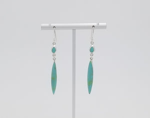 Turquoise Long Drop Silver Earrings