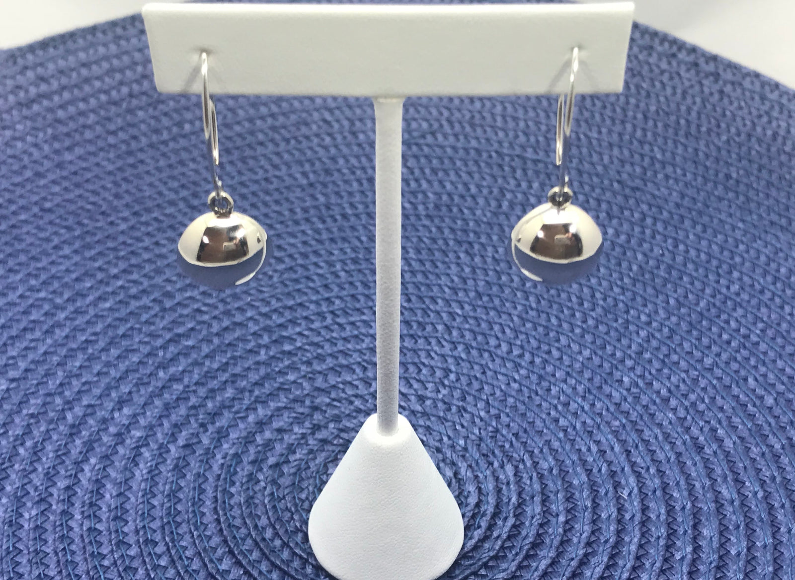 Half Ball French Wire Hook Silver Earrings