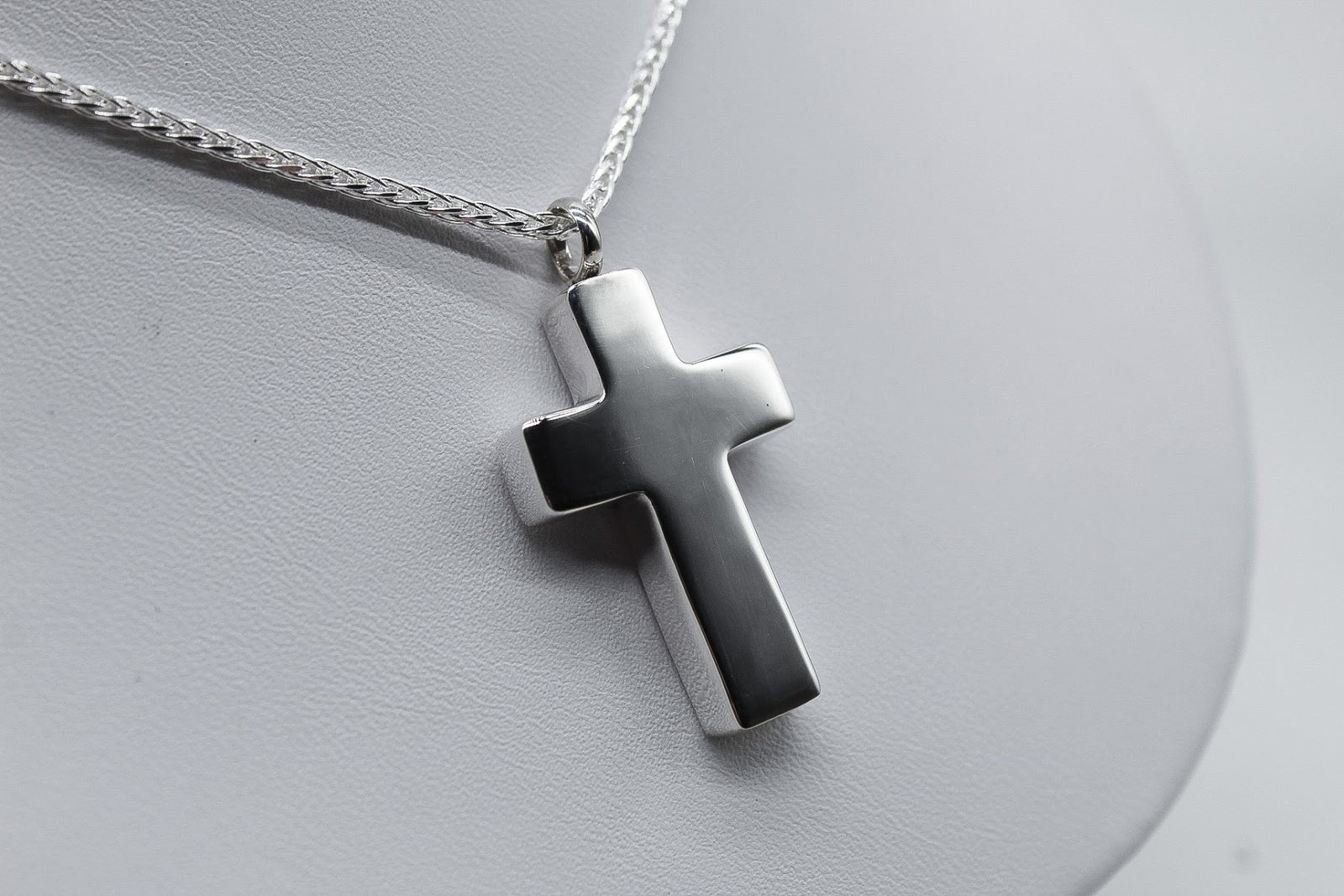 Large Smooth Cross Silver Necklace