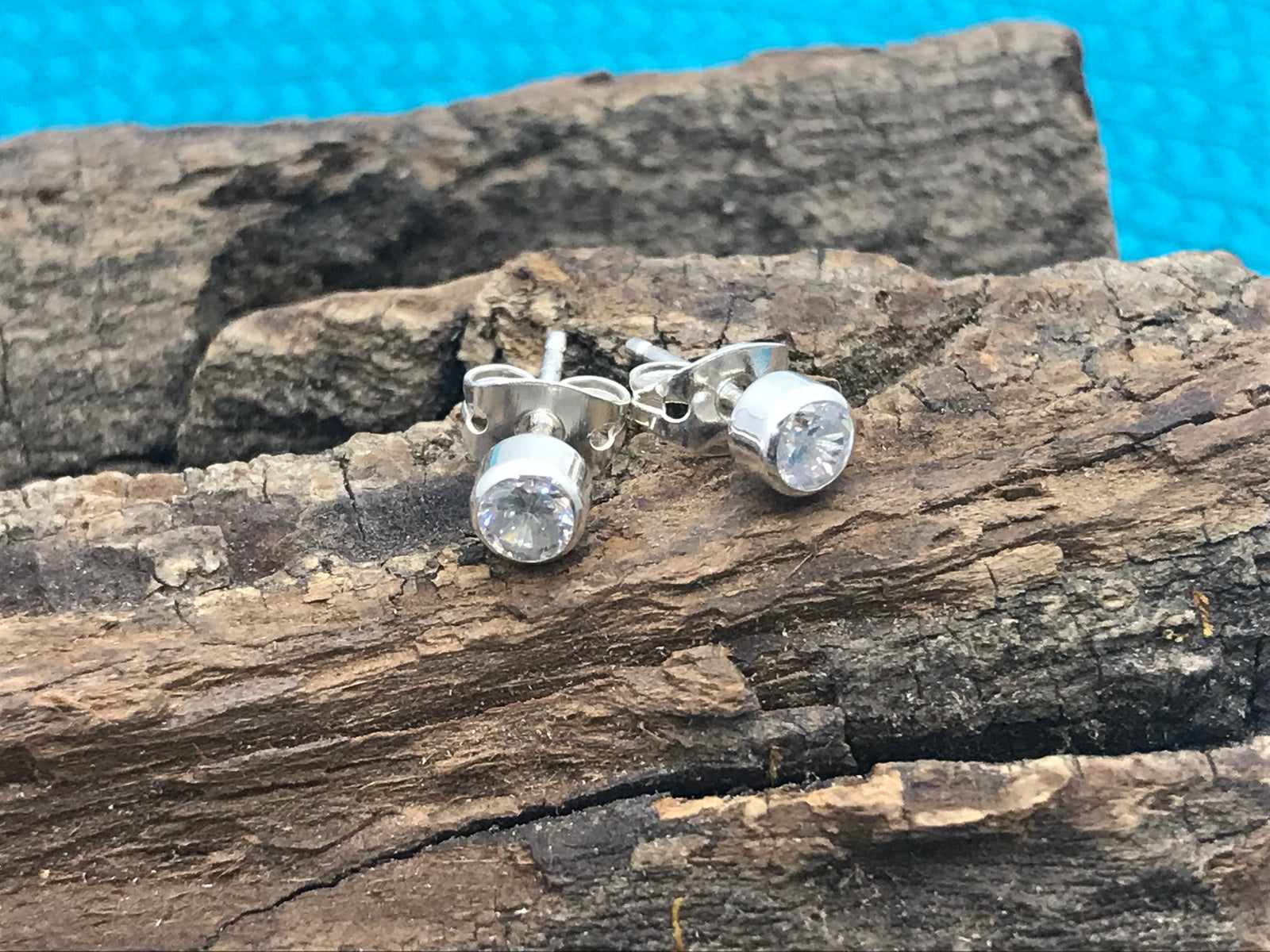 Small Round Zirconia Necklace and Earrings Sterling Silver Set