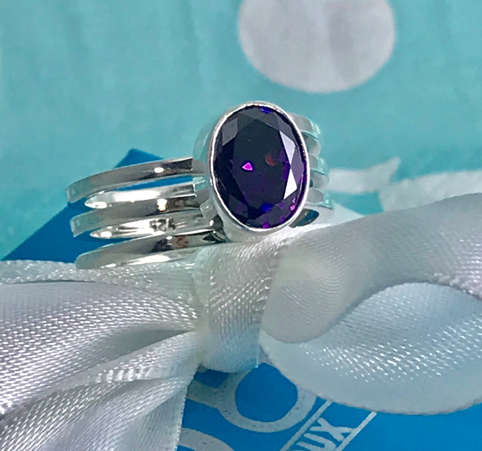 Triple band Oval Zirconia Ring