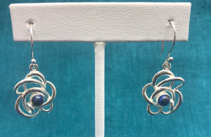 Silver Flower and Stone Pendant and Earrings Set