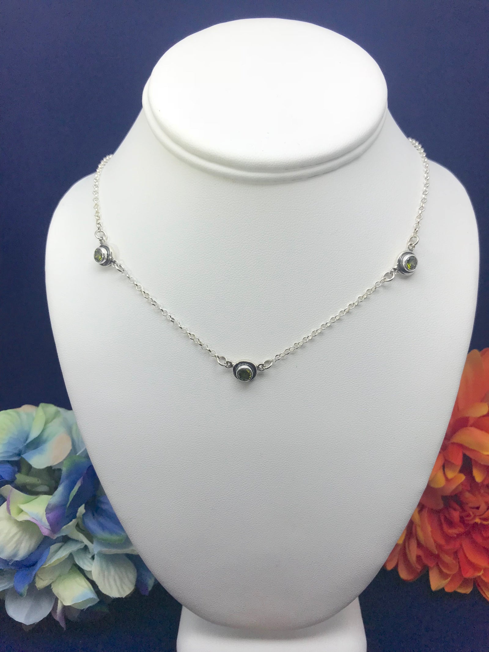 Pearl or Zirconia Silver Necklace