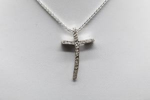 Modern Double Cross Silver Necklace