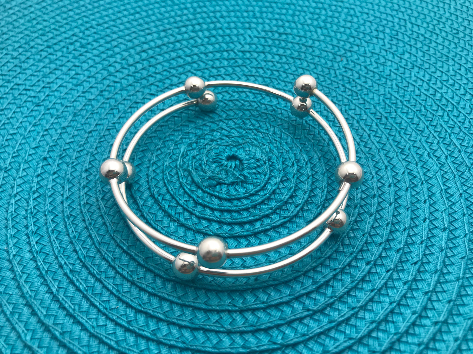 Spiral Silver Cuff with balls