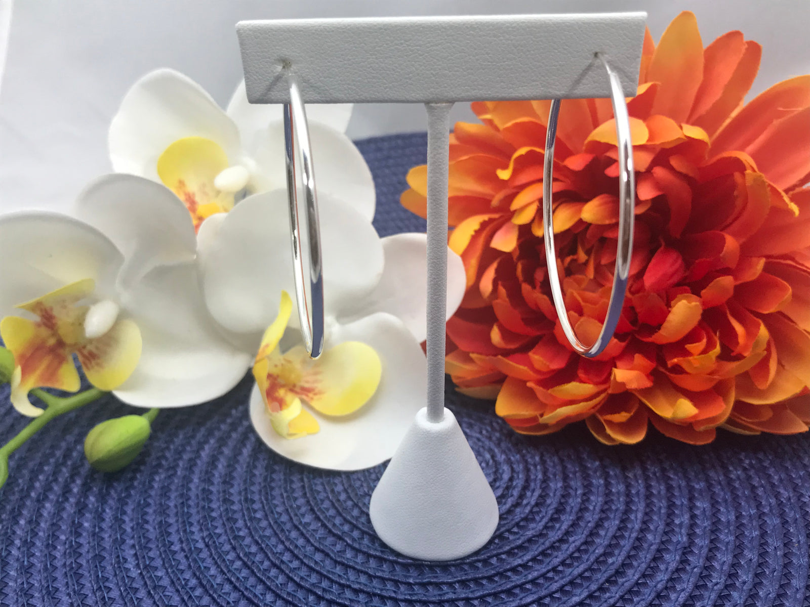 Large Thin Hoops Silver Earrings