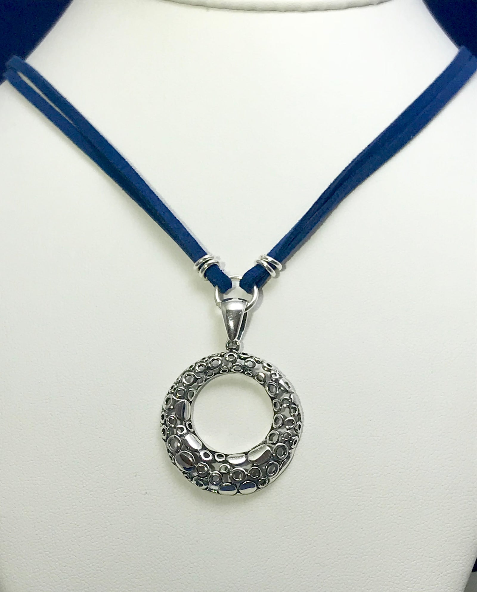 Carved Pendant and Hoop Earrings Set