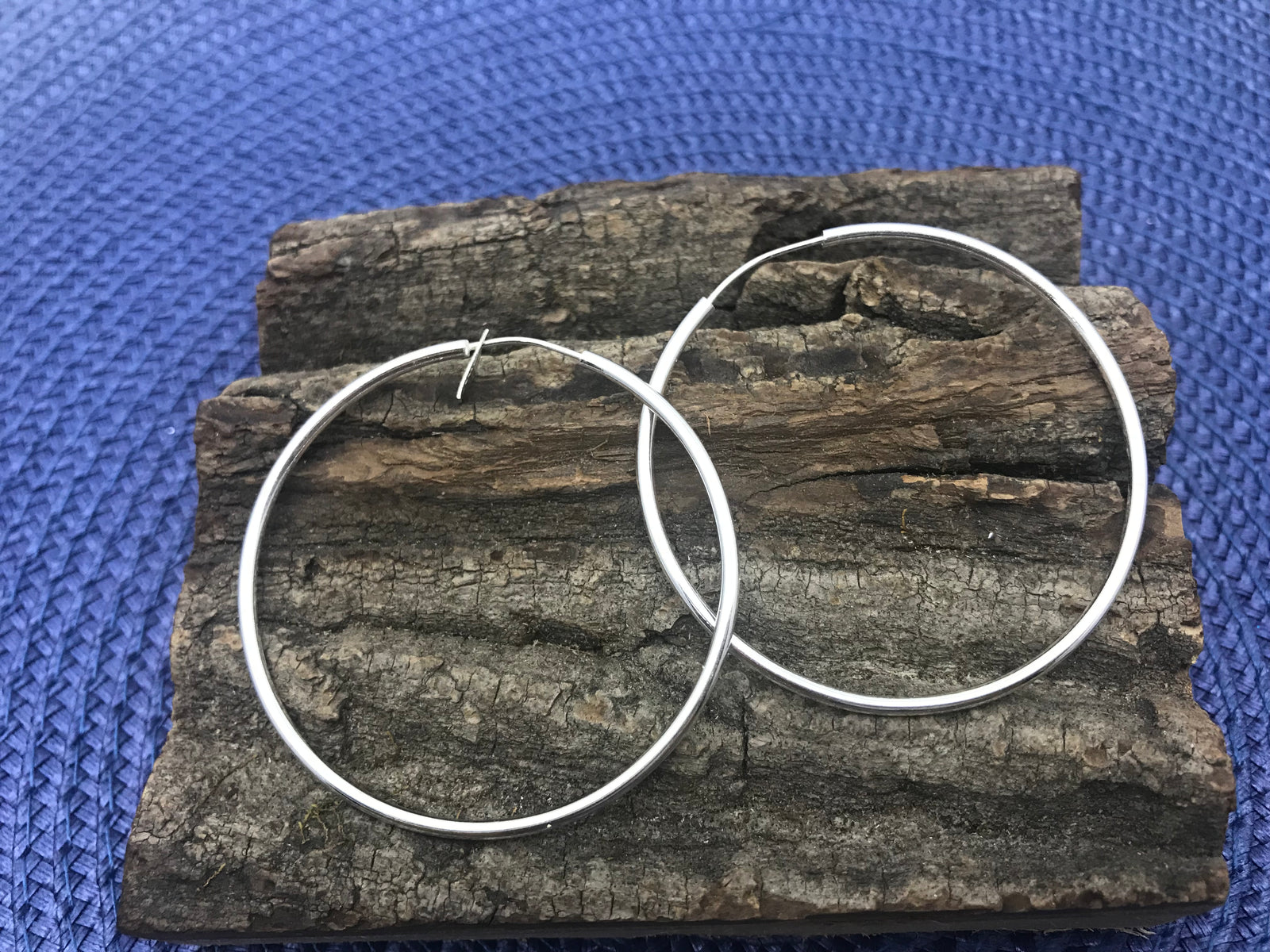 Large Thin Hoops Silver Earrings