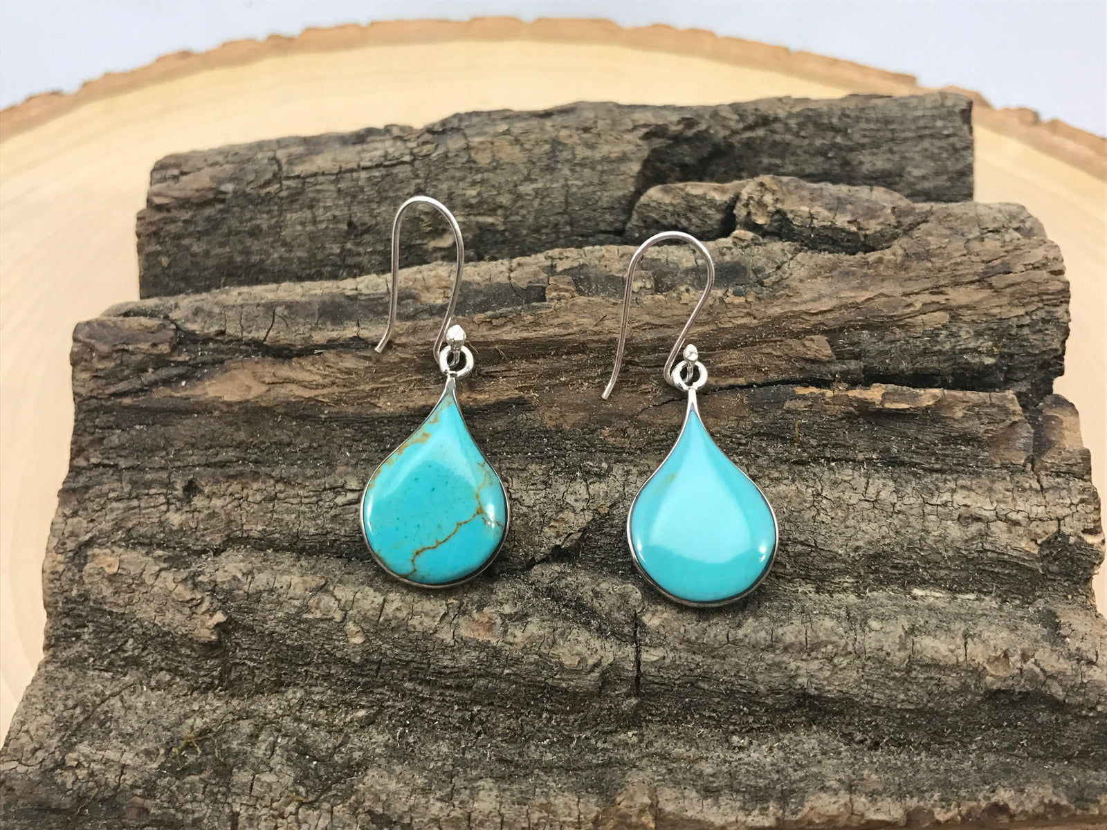 Turquoise Drop Silver Earrings