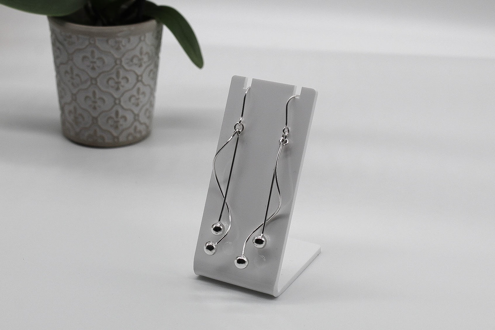 Pendulum Silver Hook Earrings
