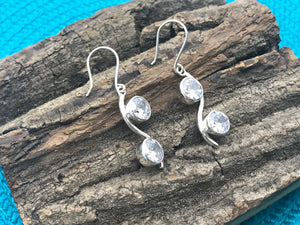 Zirconia Wave Silver Earrings