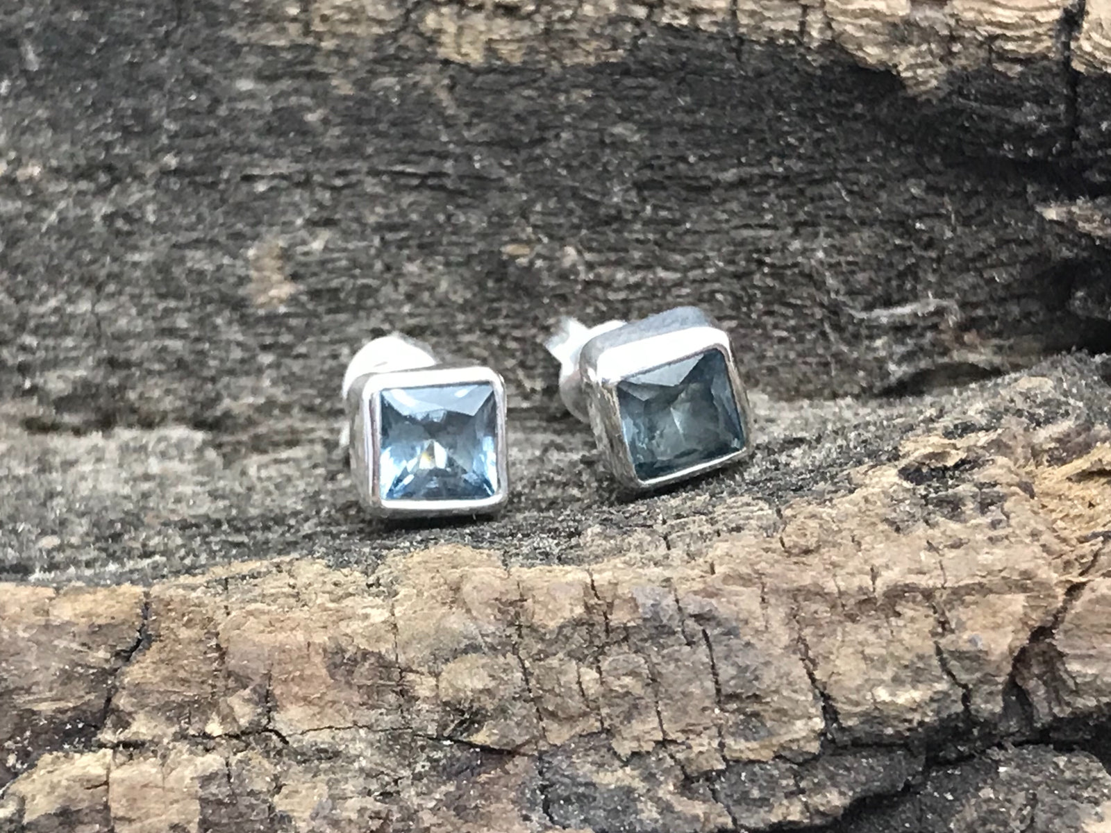 Square Zirconia Silver Earrings