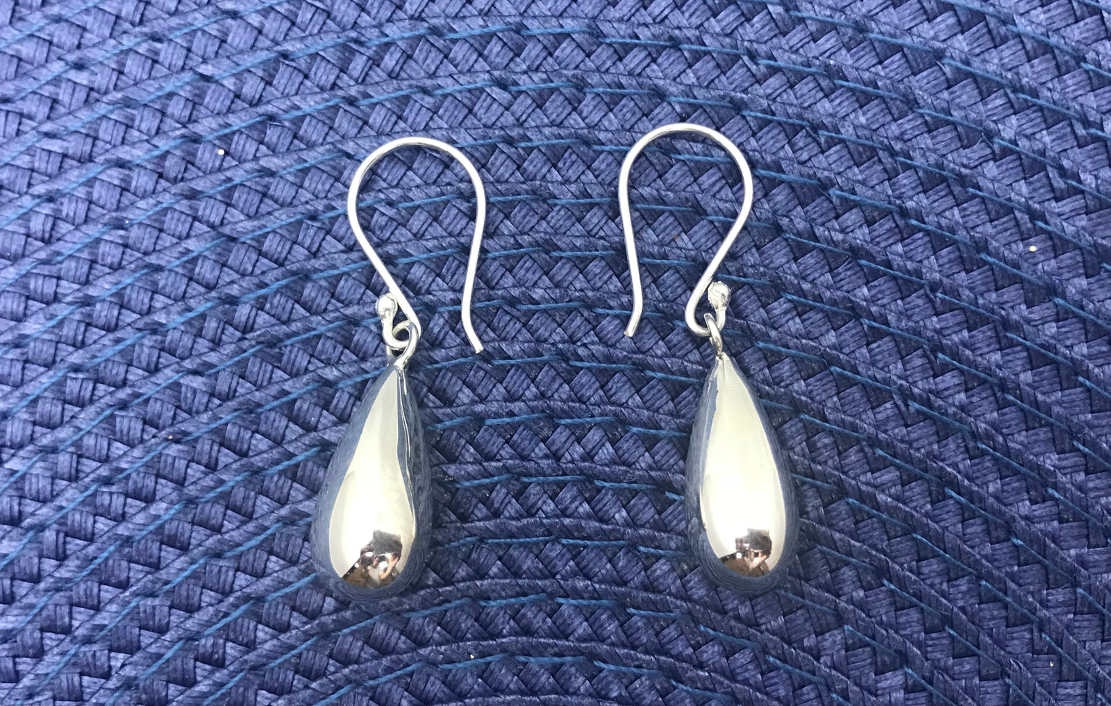 Solid Drop Hook Silver Earrings