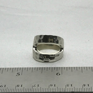 Double Band V Ring Hammered Ring