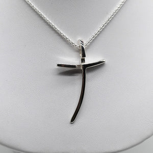 Modern Double Cross Silver Necklace