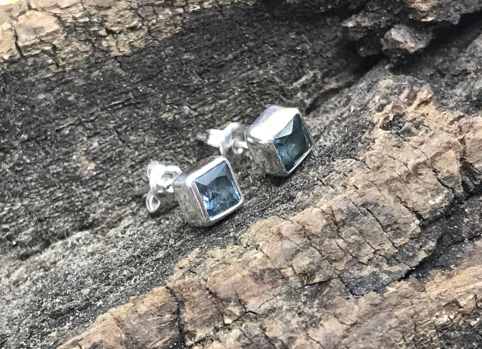 Square Zirconia Silver Earrings