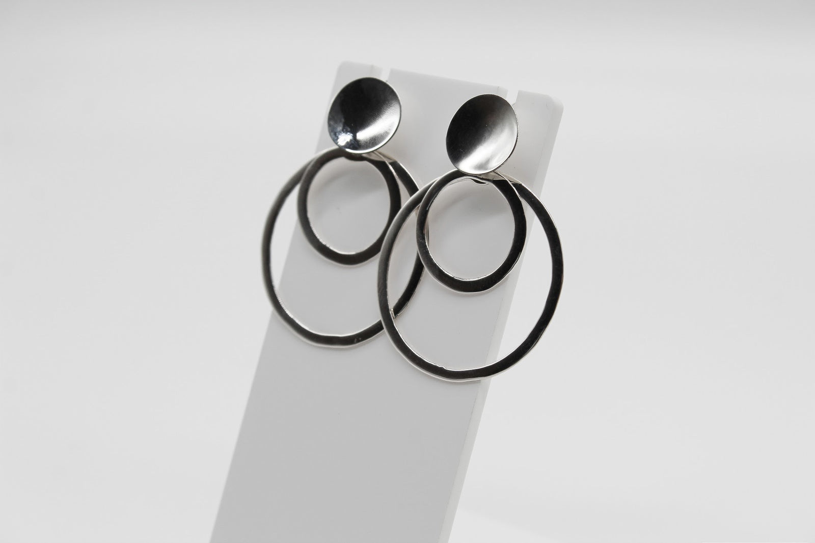 Double Rings Stud Silver Earrings