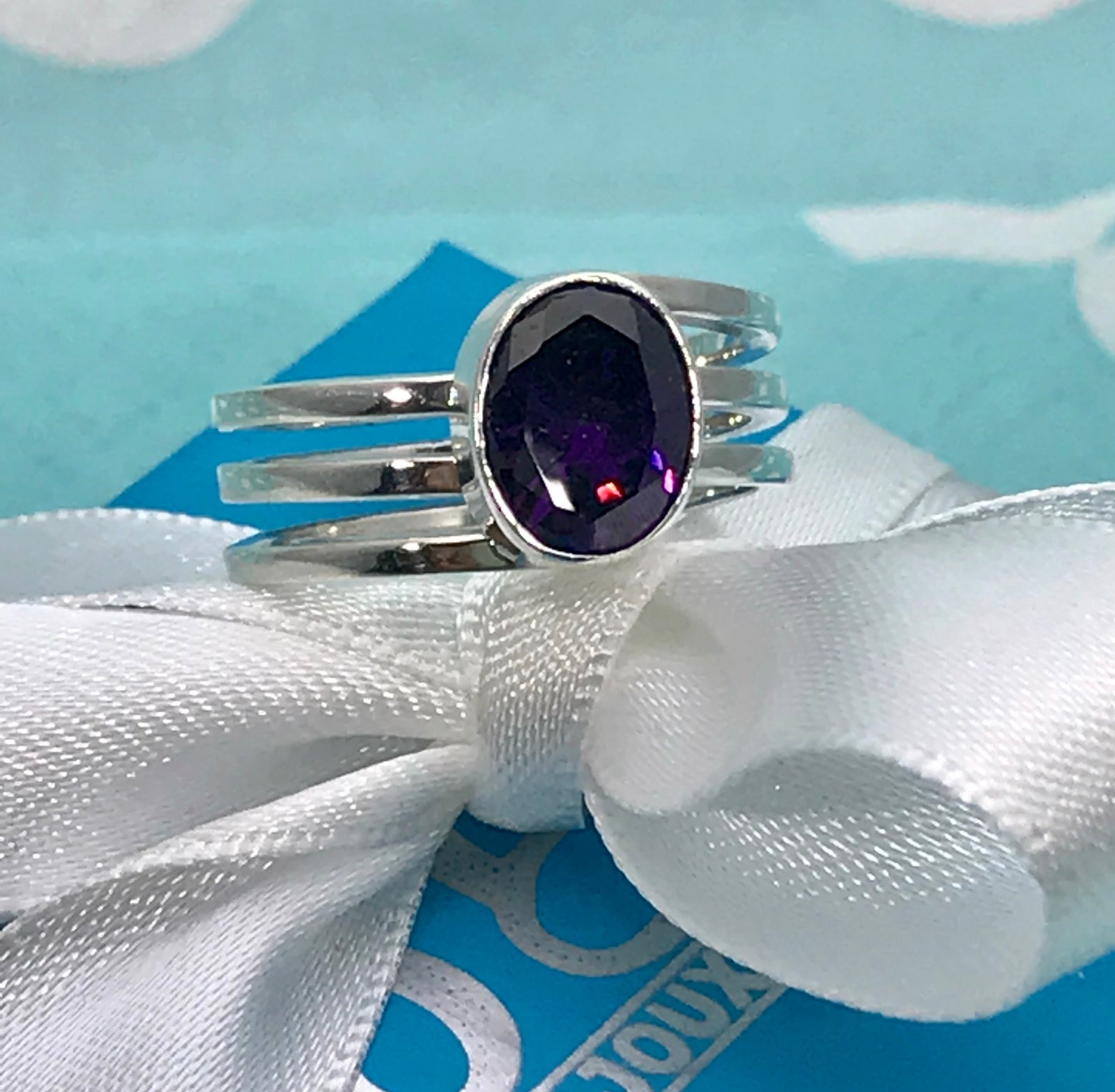 Triple band Oval Zirconia Ring