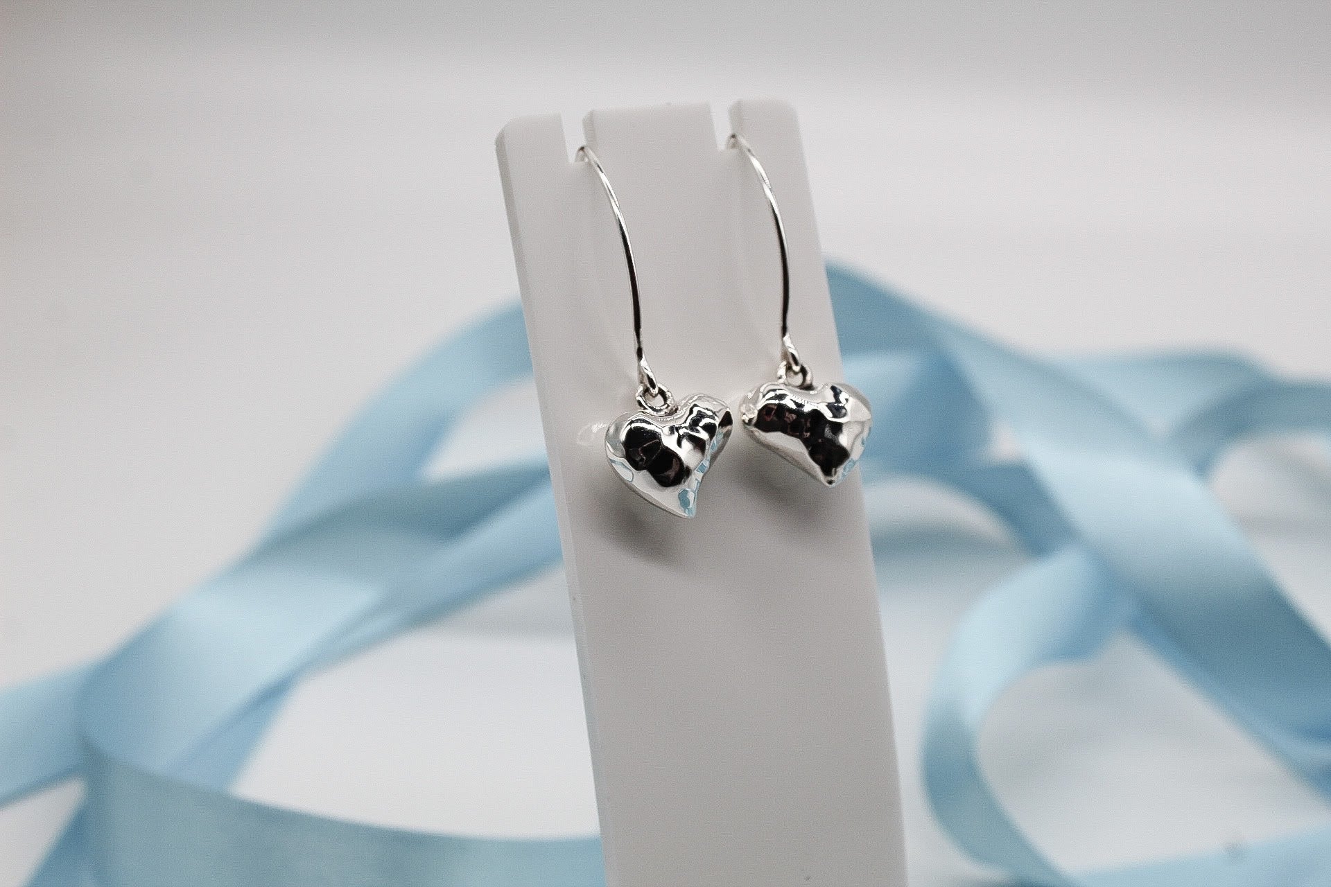 Hammered Hearts French Wire Hook Earrings - TBJOUX Sterling