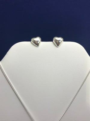 Triple Hearts Bow Tie Chain Silver Necklace and Earrings Set