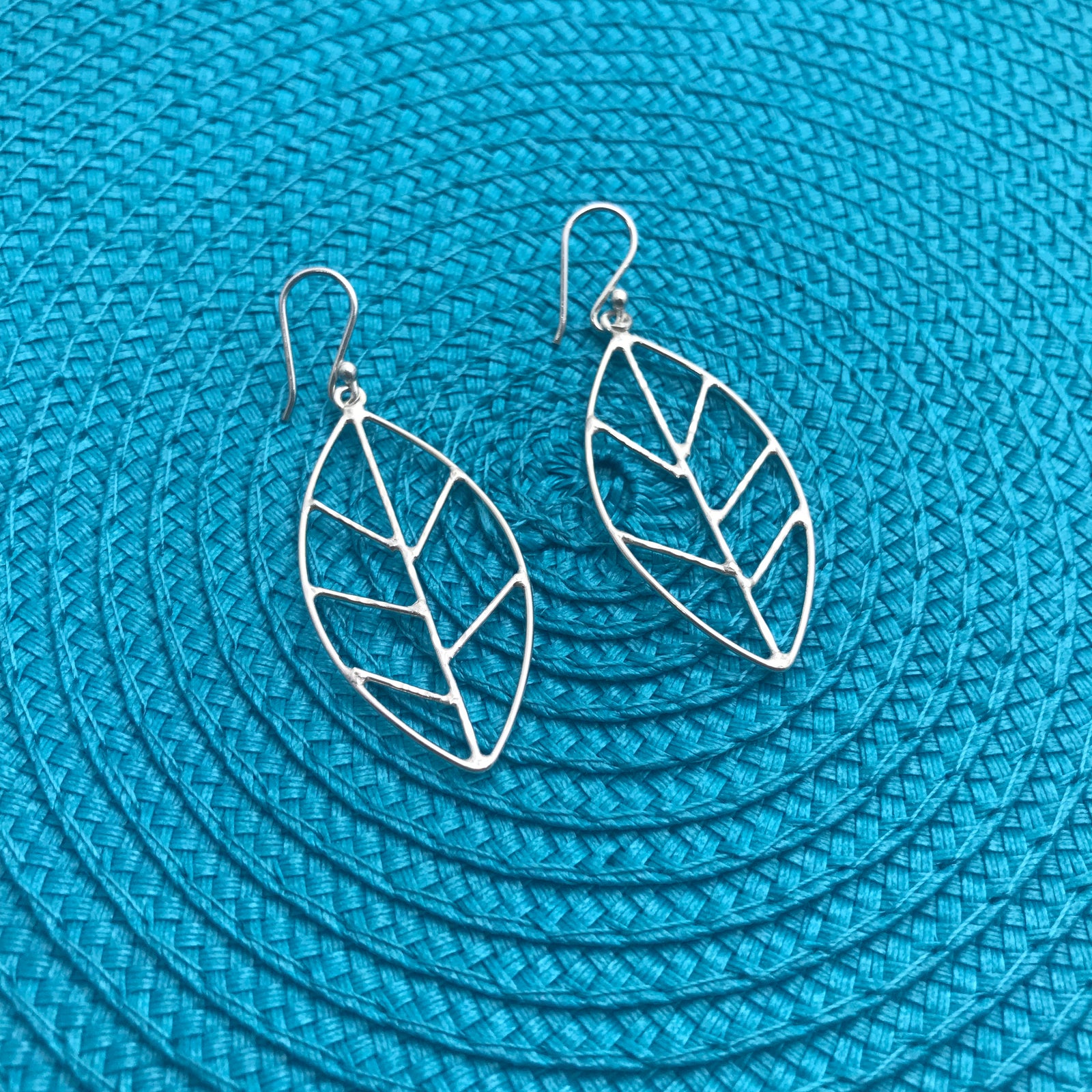Hammered Leaf Silver Earrings