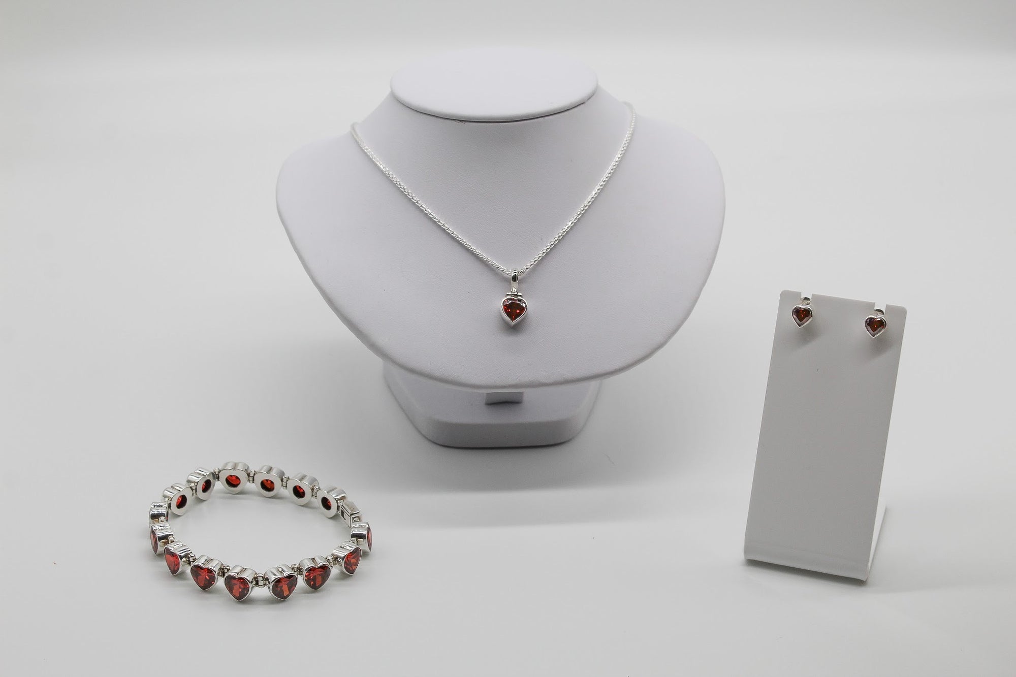 Heart Zirconia Necklace and Earrings Set
