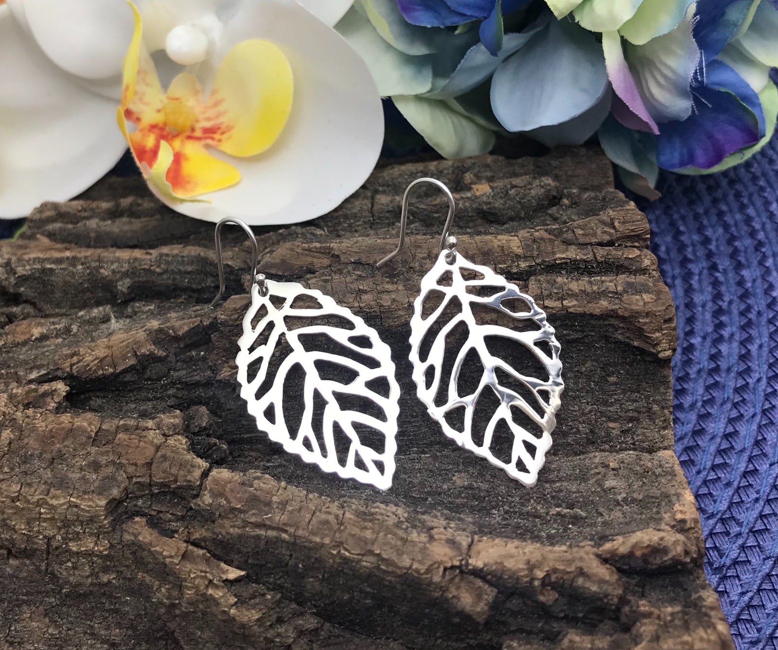 Rose Leaf Silver Earrings