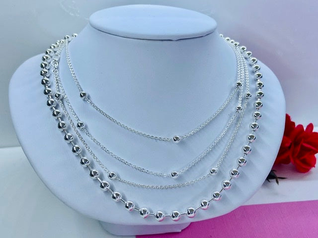 Beaded Silver Necklace