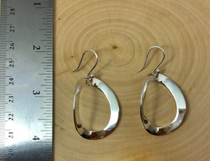 Undulated Oval Silver Earrings