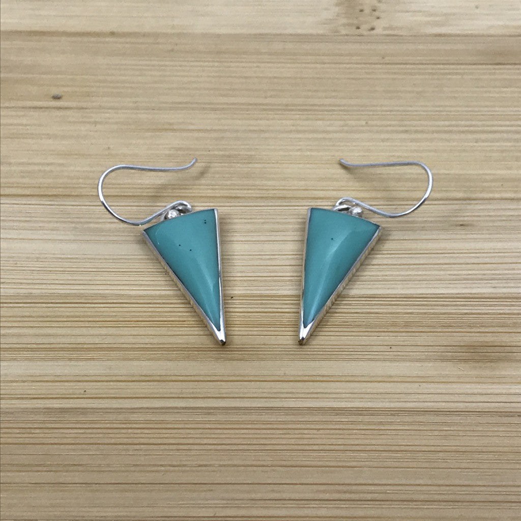 turquoise triangle silver earrings 