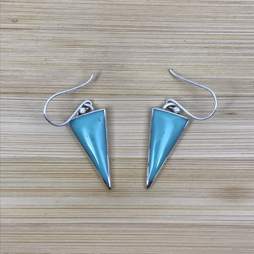 turquoise triangle silver earrings 