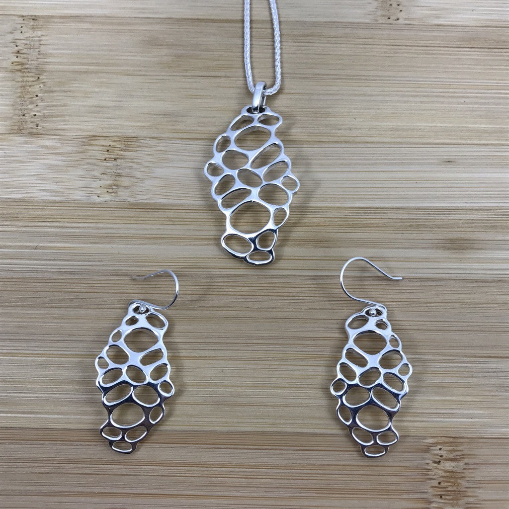 Honeycomb Pendant and Earrings Set