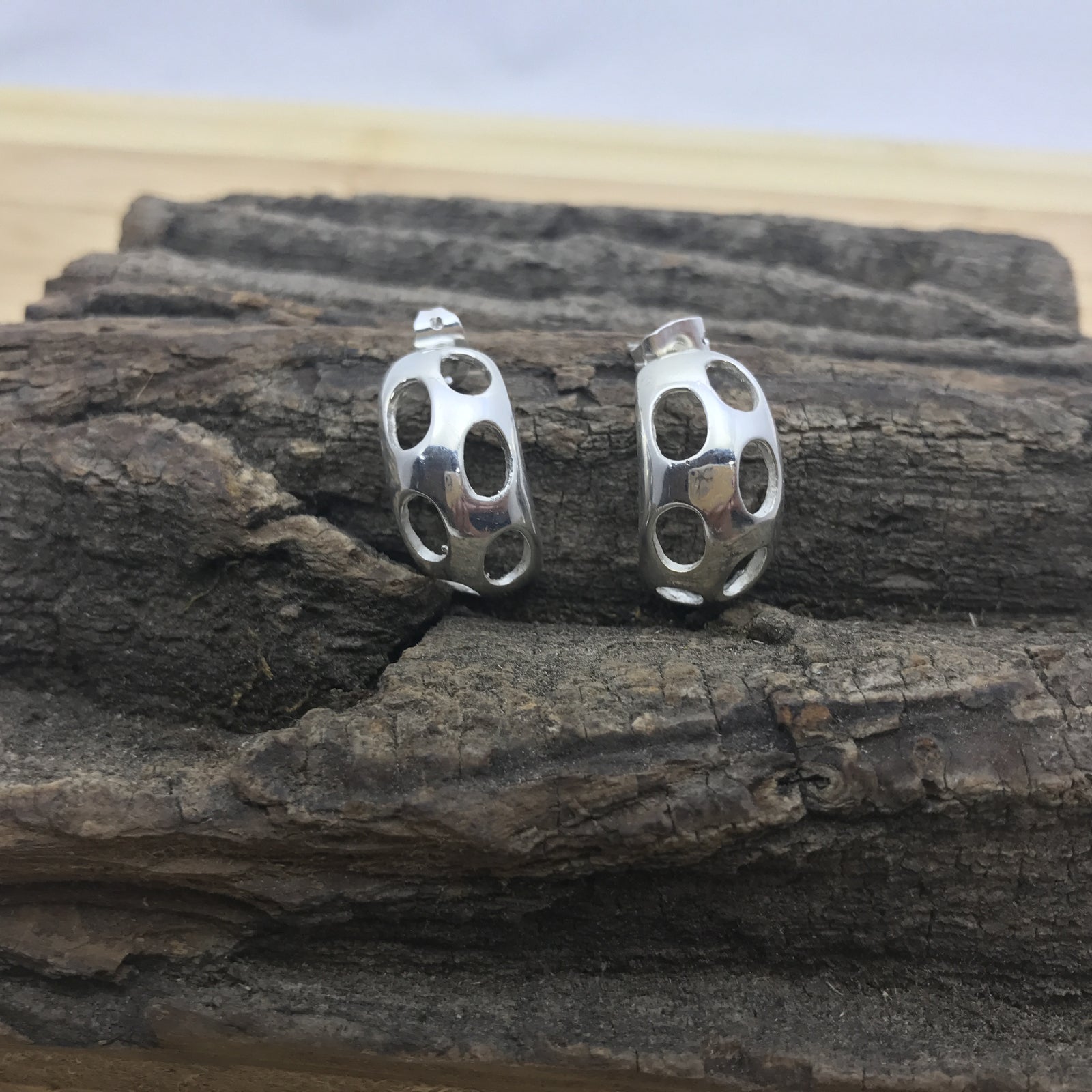Ovals Wide Silver Earrings